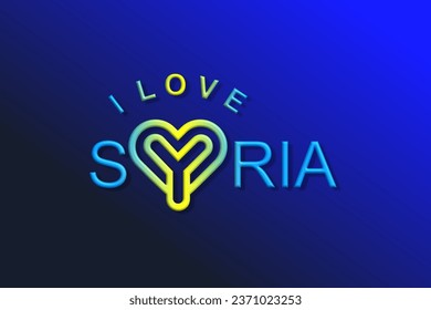 Vector es la palabra "AMO SIRIA". Redondo, contorno y elegante