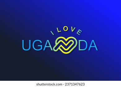 Vector is the word "I LOVE UGANDA". Rounded, outline and elegant