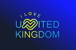 Vector Is The Word "I LOVE UNITED KINGDOM". Rounded, Outline And Elegant.