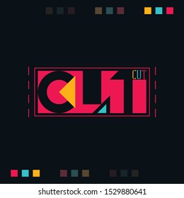 Vector Word illustration "CUT" in Modern and Abstract letters Design with Trendy colors