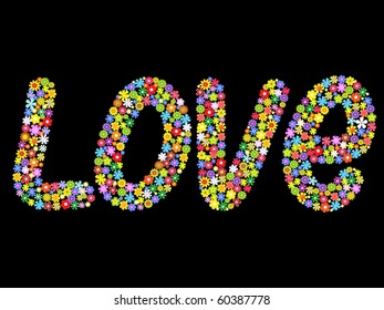 vector word  love of flowers