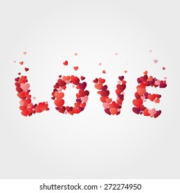 Vector Word "Love" Made from Hearts