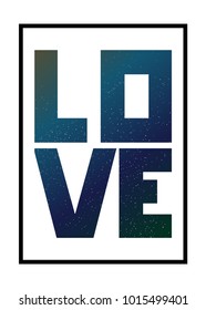 vector the word LOVE with many star background, vector eps 10