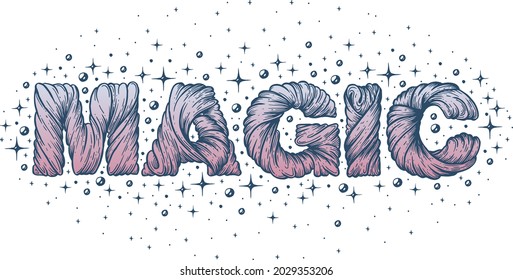Vector, word magic, artistic illustration, handmade, made with pen and ink on paper.