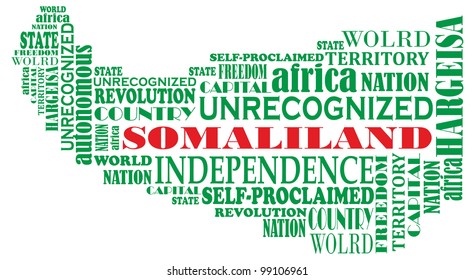 Vector word map collage of unrecognized country Somaliland in Africa