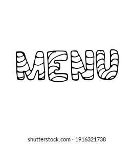 Vector word Menu isolated on the white background for cafe, bar, restaurant, hand drawn