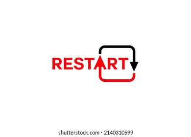 vector is the word r e s t a r t. elegant and outline