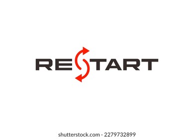vector es la palabra "Reiniciar". Cuadrado, elegante y contorno