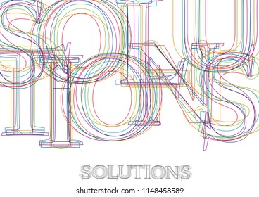 Vector word Solutions, made with colorful lines in confusion