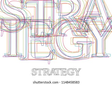 Vector word Strategy, made with colorful lines in confusion