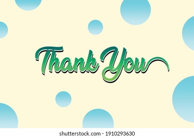 Vector of word Thank you with gradient color. Isolated on pastel background.