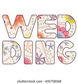 Vector word wedding painted vintage
