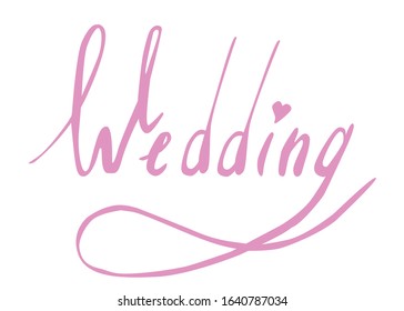 Vector word wedding in pink. For invitation cards, gift cards, design