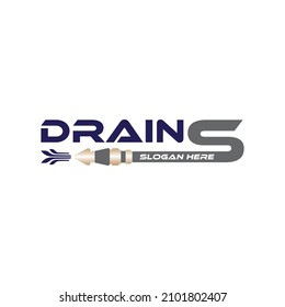 Vector Wordmark Logo Template Combination with Water Pipe Hose, Perfect to use for plumbing.