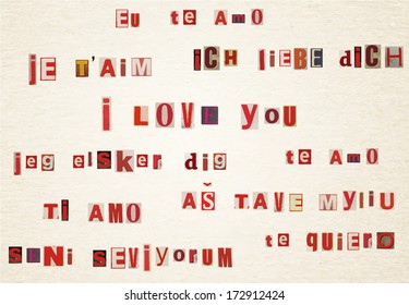 Vector words "I love you" in many languages
