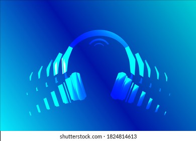 vector work, vector abstraction of music headphones, music explosion