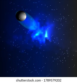 vector work, cosmic space with a comet with a stellar space and a little cloudy