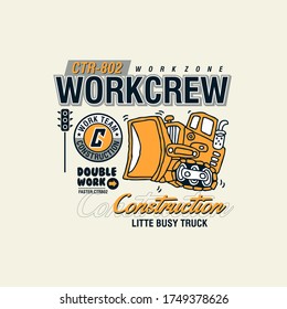 Vector Of Work Crew, Construction, Little Busy Truck, Design Simple For T Shirt, Double Work, Work Zone, Work Team