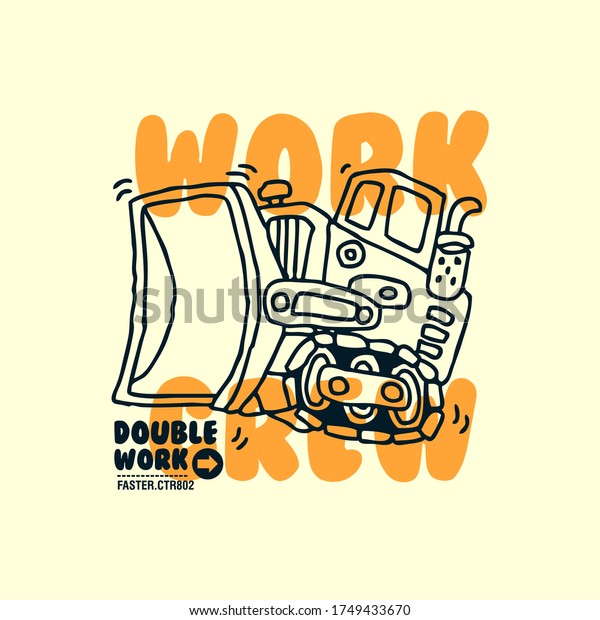 vector of work\
crew, construction, little busy truck, design simple for t shirt,\
double work, work zone, work\
team