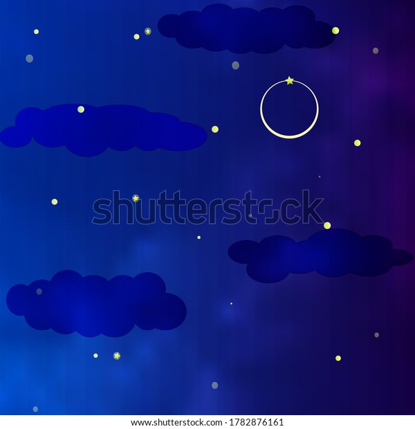 vector work dark blue sky with lunar eclipse\
with stars. the work shows the cloudy structure of the sky and the\
lunar eclipse.