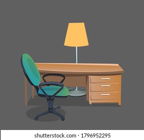 Vector work desk (room) illustration