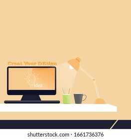 vector of work equipment in the office