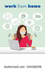 vector Work from home and work away and not a set workplace office outline. Routine employee quarantine with a vector illustration of a collection of video call, conference, and colleague scenes