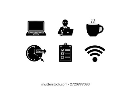 CONJUNTO DE ÍCONES DO FREELANCER DE TRABALHO VETORIAL