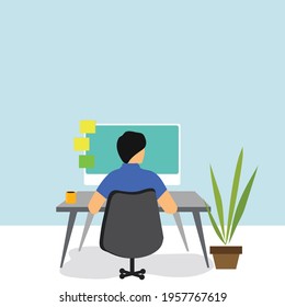 vector work from home or work at office 