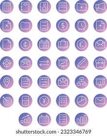 Vector of Work Icon Set Thin Round Gradient. Perfect for user interface, new application.
