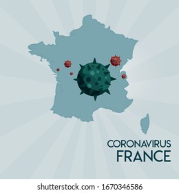Obra vectorial en el mapa de Francia con tema del coronavirus