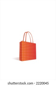 Vector work of a red shoping bag with small heart pattern.