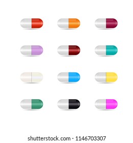 Vector work in set of medicine symbols