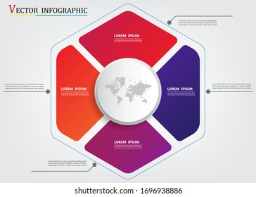 vector work step infographic hexagon shape.