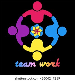 vector work team logo with simple appearance and attractive colors