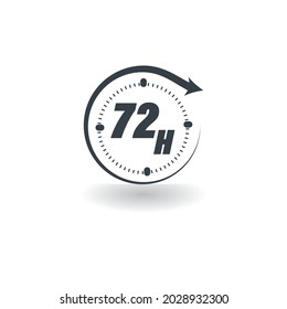 Vector work time effect or delivery service time icons. Delivery time of business. 12, 24, 48 and 72 hours clock arrow. 