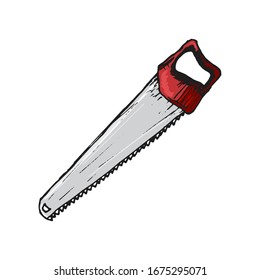 Vector work tools sketch icons for house repair. Saw