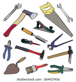 Vector work tools. Stock illustration for design