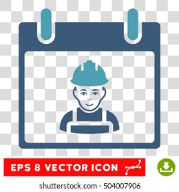 Vector Worker Calendar Day EPS vector pictogram. Illustration style is flat iconic bicolor cyan and blue symbol on a transparent background.