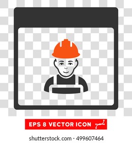 Vector Worker Calendar Page EPS vector pictogram. Illustration style is flat iconic bicolor orange and gray symbol on a transparent background.