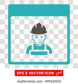 Vector Worker Calendar Page EPS vector icon. Illustration style is flat iconic bicolor grey and cyan symbol on a transparent background.