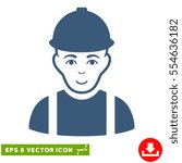 Vector Worker EPS vector pictograph. Illustration style is flat iconic blue symbol on a transparent background.