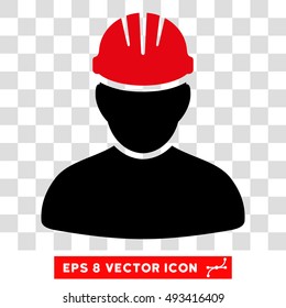 Vector Worker Person EPS vector icon. Illustration style is flat iconic bicolor intensive red and black symbol on a transparent background.