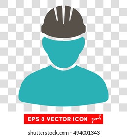 Vector Worker Person EPS vector icon. Illustration style is flat iconic bicolor grey and cyan symbol on a transparent background.