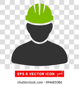Vector Worker Person EPS vector icon. Illustration style is flat iconic bicolor eco green and gray symbol on a transparent background.