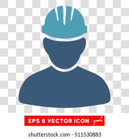 Vector Worker Person EPS vector pictograph. Illustration style is flat iconic bicolor cyan and blue symbol on a transparent background.