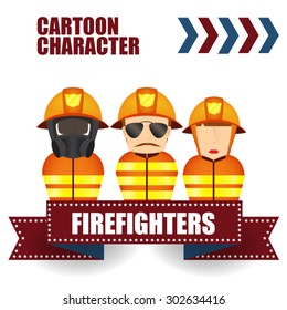 Vector worker set - Flat Firefighters