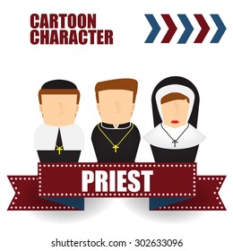 Vector worker set - Flat Priest