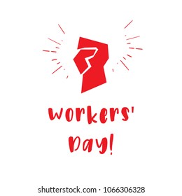Vector worker's fist as strike symbol. Isolated background.
