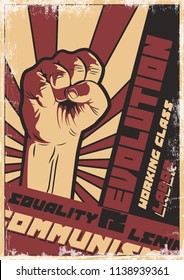 Vector Working Class Fist Retro Soviet Poster Stylization